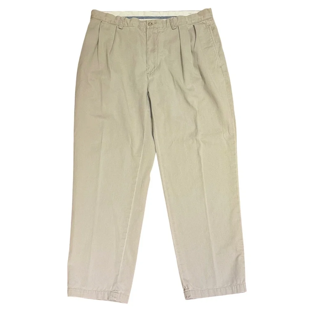 Polo Ralph Lauren Mens Classic Fit Pleated Chino Pants Khaki 34x30 preppy